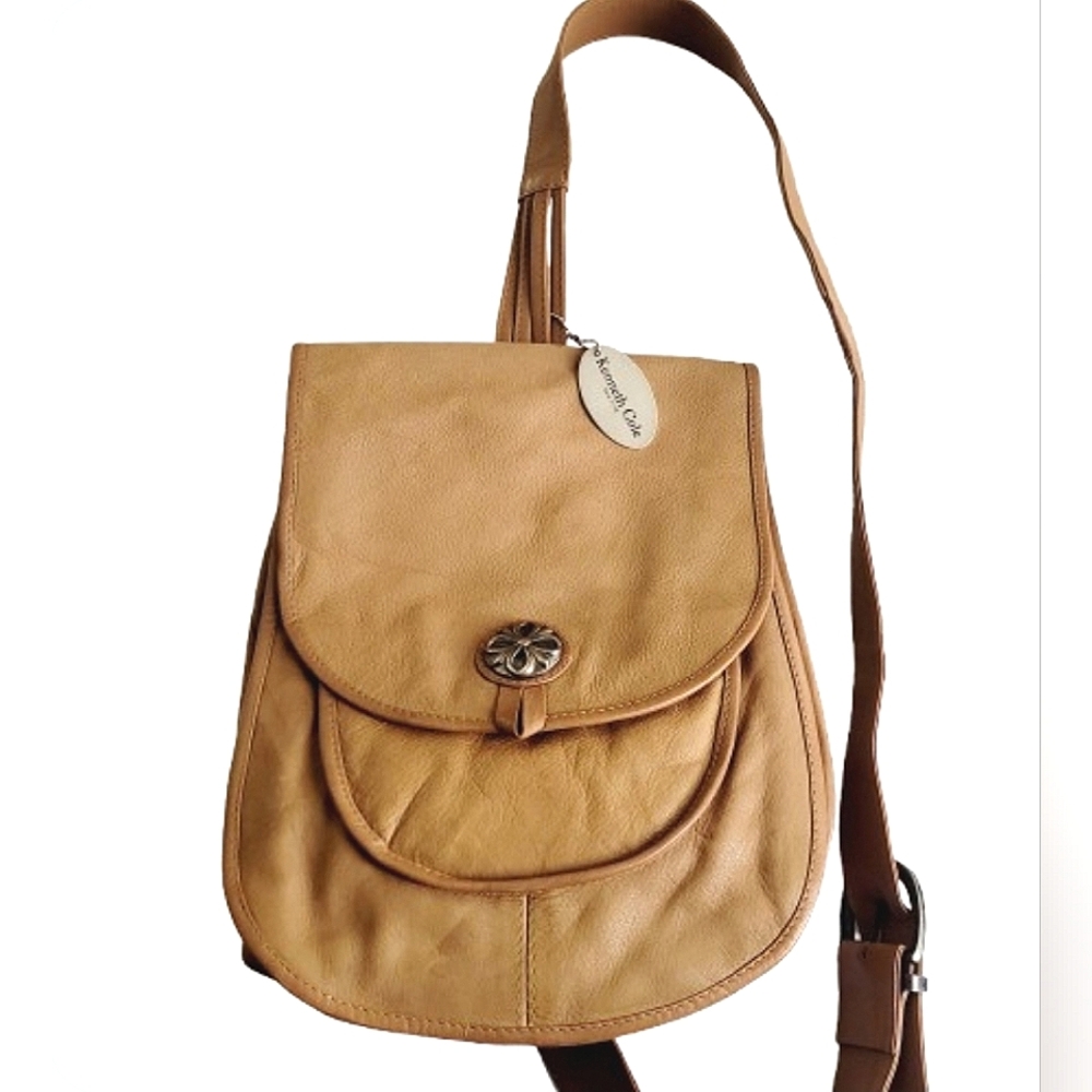 Keneth Cole Tan Leather Saddle Bag